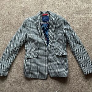 BODEN British Tweed Houndstooth Check Blazer Jacket TO176 US size 8 Navy White